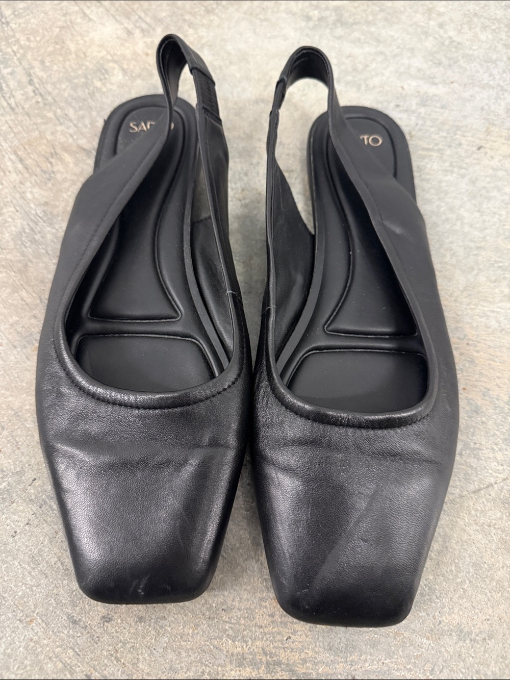 Black Leather Slingback Flats